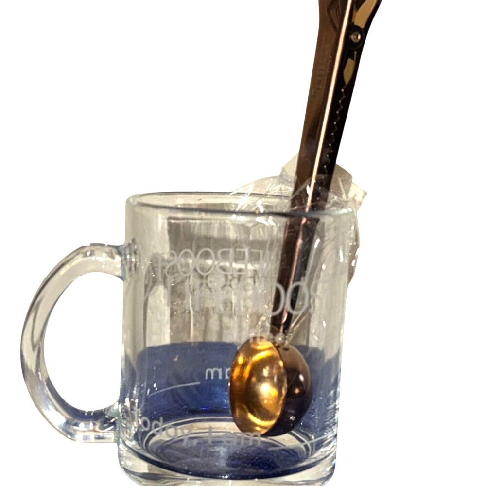 Lifeboost Coffee Glass Mug With Gold Spoon
